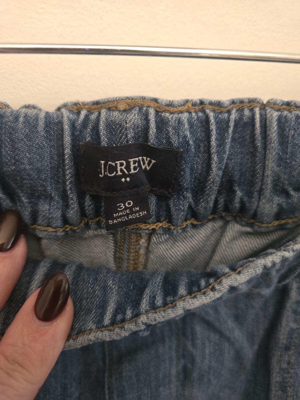 JCrew Womens Cropped Elastic Waist Dark Blue Denim Pants - Picture 4 of 4